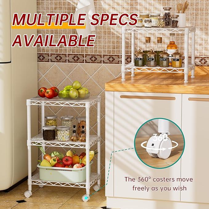 3 Tier Adjustable Storage Shelves Heavy Duty Metal Utility Shelf Wire Shelving Unit Organizer Rack for Home Kitchen Office Bathroom Pantry Room 12" D x 18" W x 30" H - ModernBath