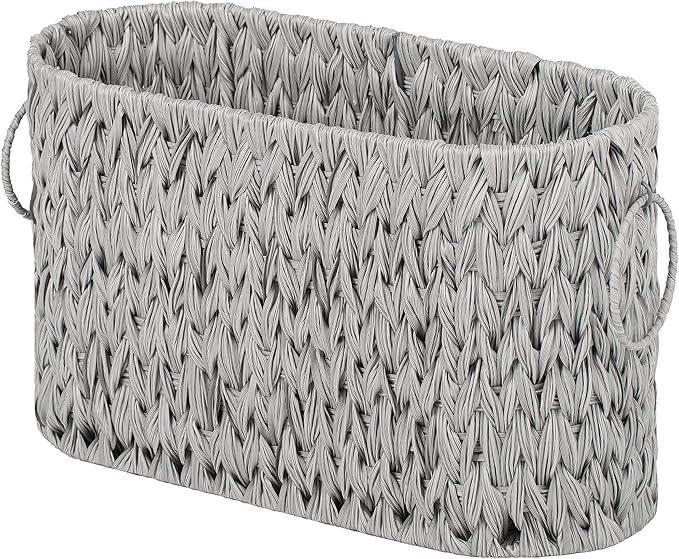 GRANNY SAYS Toilet Paper Storage, Toilet Paper Basket for Bathroom, 6 Mega Rolls Organizer Free Standing, Wicker Basket for Bathroom Storage, Grey - ModernBath