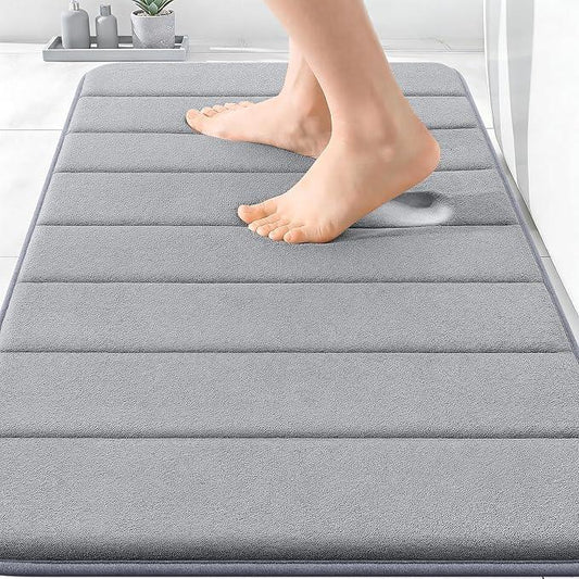 OLANLY Memory Foam Bath Mat 30x20, Super Soft Absorbent Bathroom Rugs, Quick Dry, Machine Washable Shower Floor Rugs, Bathmat Carpet, Bathroom Home Decor Accessories, Grey - ModernBath