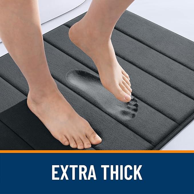 OLANLY Memory Foam Long Bathroom Rugs Runner 70x24, Super Soft Absorbent Bath Mat, Quick Dry, Machine Washable Shower Floor Rugs, Bathmat Carpet, Bathroom Home Decor Accessories, Dark Gray - ModernBath