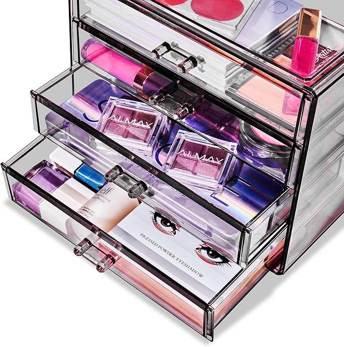 Sorbus Makeup Organizer - 4 Drawer Acrylic Make Up Organizers and Storage for Cosmetics, Jewelry, Beauty Supplies, Clear Makeup Organizer for Vanity, Girl's Room, College Dorm, Counter, Bathroom Sinks - ModernBath