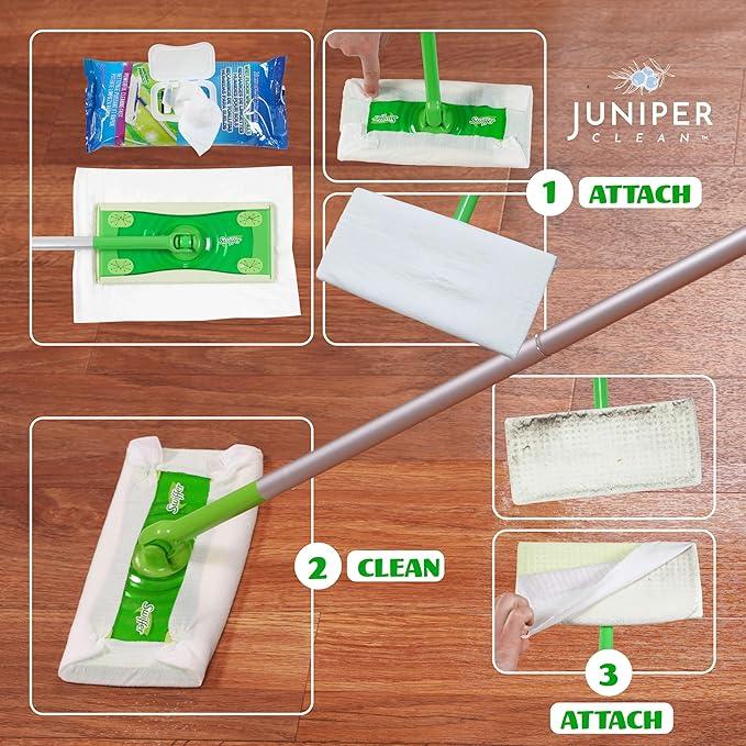Juniper CLEAN Wet Floor Wipes, Multi Surface Floor Cleaner Wet Mop Pads Fit Swiffer Sweeper Mop, Fresh Scent & Plant-Based Textured Cloth Trap Absorb Dirt, 20 Count (Pack of 1) - ModernBath