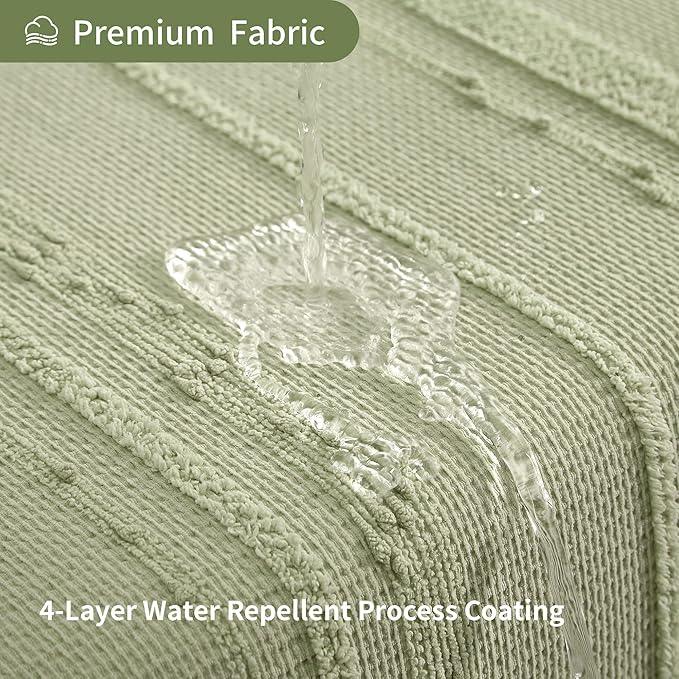 Lameirose Sage Green Shower Curtain Boho, Cotton Blend Waffle Shower Curtain Farmhouse, Fabric Shower Curtains for Bathroom, Hotel, Washable 72 x 72 - ModernBath