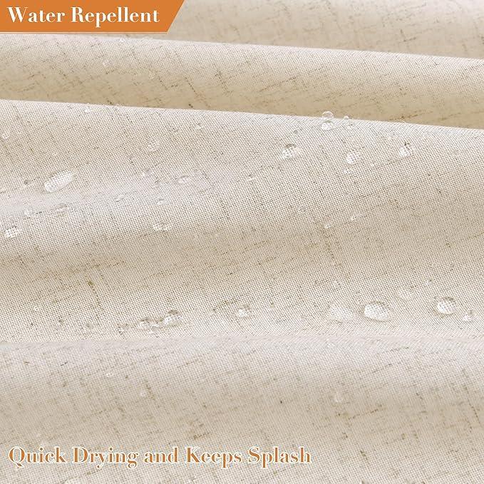 Nanspring Extra Long Beige Boho Linen Shower Curtain 90 Inch Faux Textured Weighted Exquisite Tassel Farmhouse Fabric Bath Curtain Set with Hooks Modern Rustic Shower Curtain for Bathroom 72x90 - ModernBath