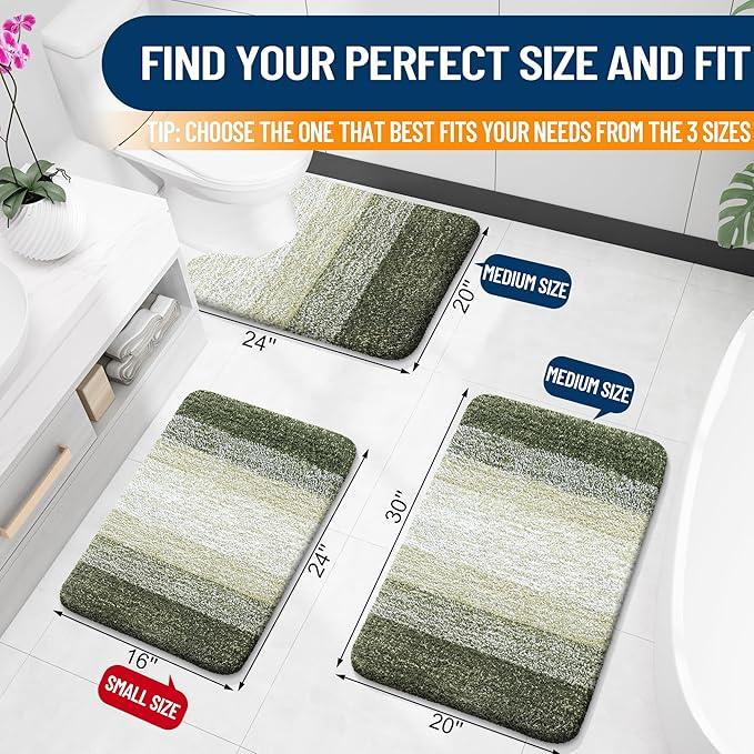 OLANLY Bathroom Rugs Mat 30x20, Extra Soft Absorbent Microfiber Bath Rugs, Rubber Backing, Quick Dry, Machine Washable Bath Mats for Bathroom Floor, Tub and Shower, Home Decor Accessories, Dark Green - ModernBath