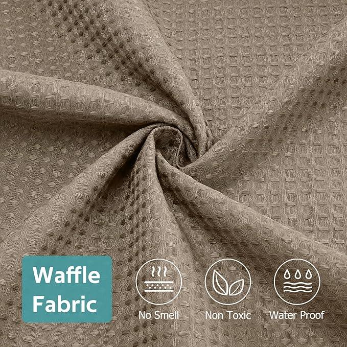 Vipfree 3 in 1 Shower Curtain Set, Waffle Shower Curtain and Liner Set with 12 Double Sided Shower Curtain Hooks, 258GSM Luxury Weighted Cloth Shower Curtains for Bathroom, 72 W x 72 H, Beige - ModernBath