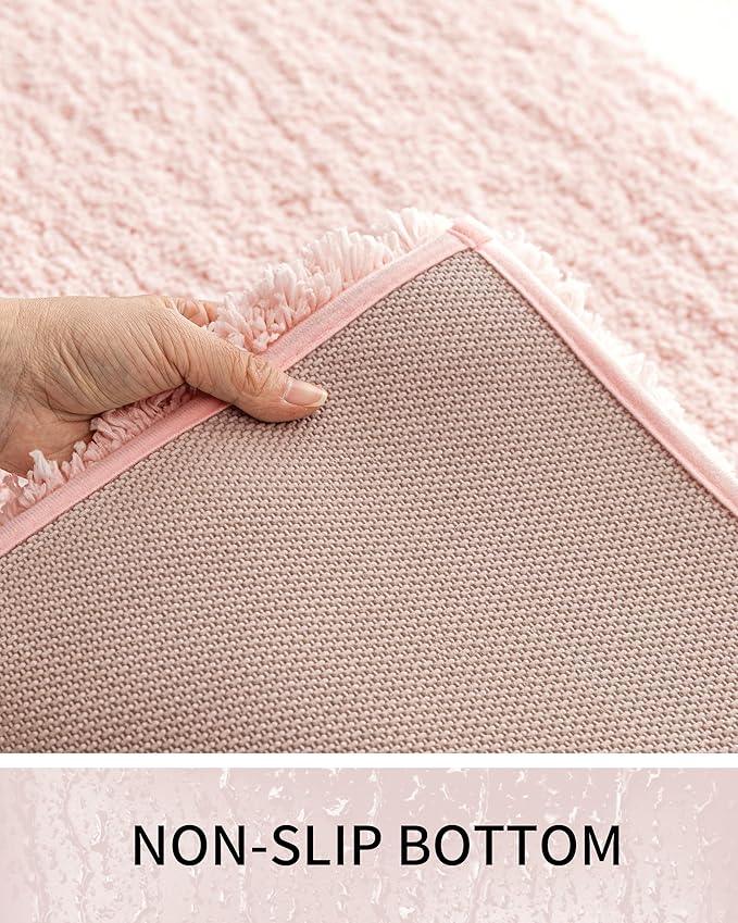 Ruggnovea Bathroom Rugs Non Slip Washable 32x20, Ultra Soft Thick Shaggy Absorbent Bath Mats, High Density Foam Latex Non Slip Backing Bath Rugs, Microfiber Bath Mats for Bathroom Floor&Sink,SK Pink - ModernBath