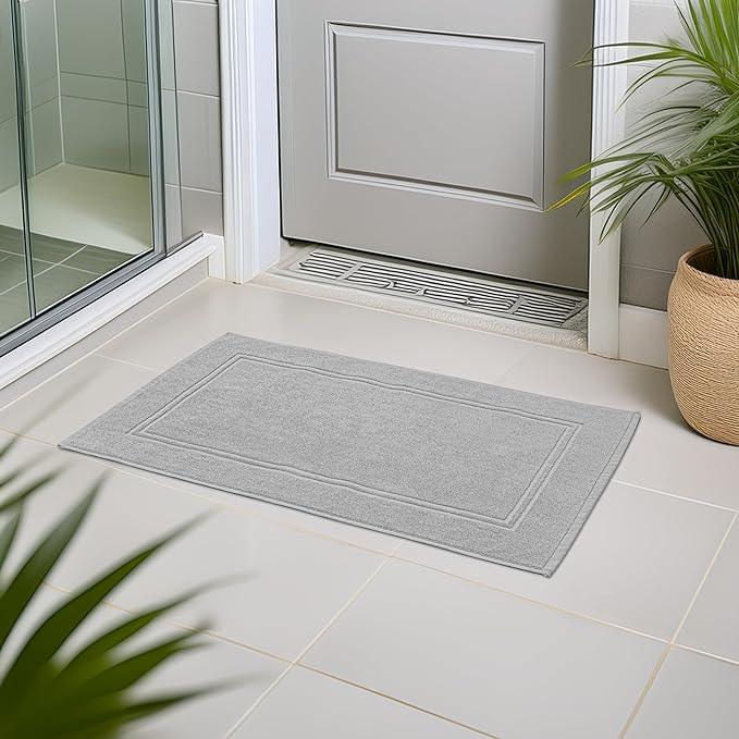 Tens Towels Pack of 2 Bath Mats 100% Cotton, 20 x 32 Inches, Super Absorbent, Hotel Quality Premium Floor Towels, Luxurious, Soft & Quick Dry, Not a Bathroom Rug, Cool Grey - ModernBath
