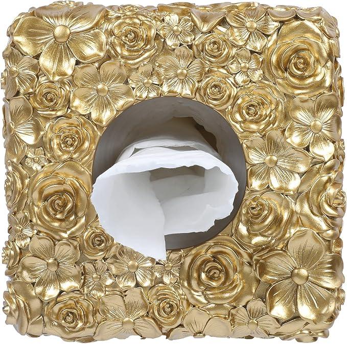 Hymmah Modern Square Tissue Box Cover Holder,Bathroom Accessories Decor Unique Design Tissue Box Cover for Bathroom Vanity Counter Tops Also Great for Bedrooms and Living Rooms - ModernBath