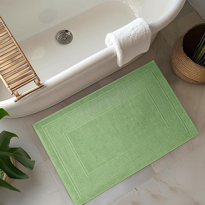 Avalon Towels Sage Green Bath Mat - 100% Cotton Set of 2 Absorbent Bathmat - Bathroom Mats Quick Dry Bath Mats for Bathrooms (22x34 Inches) - ModernBath