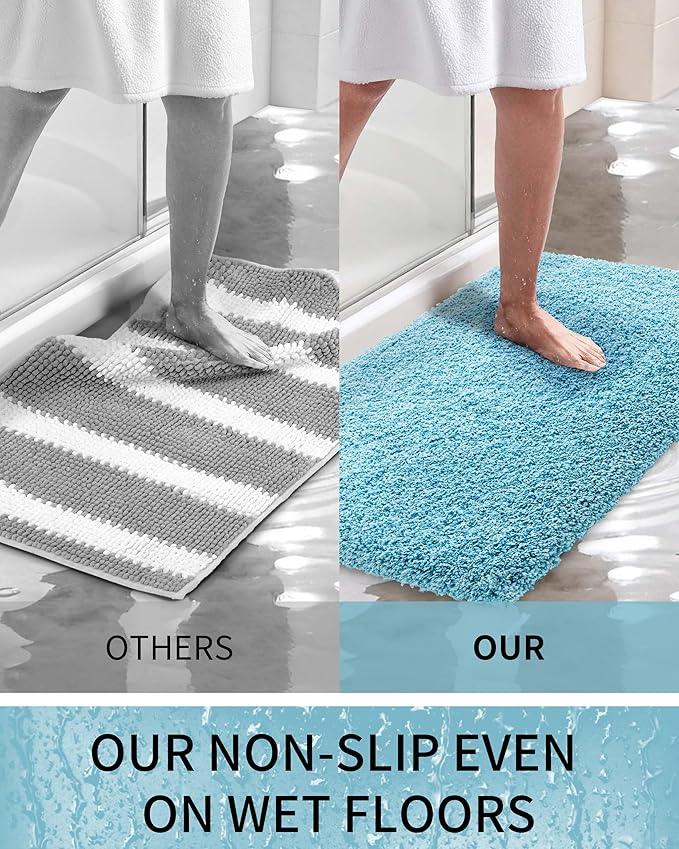 Ruggnovea Bathroom Rugs Non Slip Washable 70x24, Ultra Soft Thick Shaggy Absorbent Bath Mats, High Density Foam Latex Non Slip Backing Bath Rugs, Microfiber Bath Mats for Bathroom Floor&Sink,Teal - ModernBath