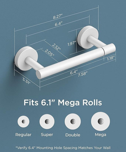 FORIOUS Toilet Paper Holder Wall Mount, Stainless Steel Rustproof Double Post Pivoting Tissue Roll Holder for Bathroom, Commercial Toilet Paper Dispenser, White - ModernBath