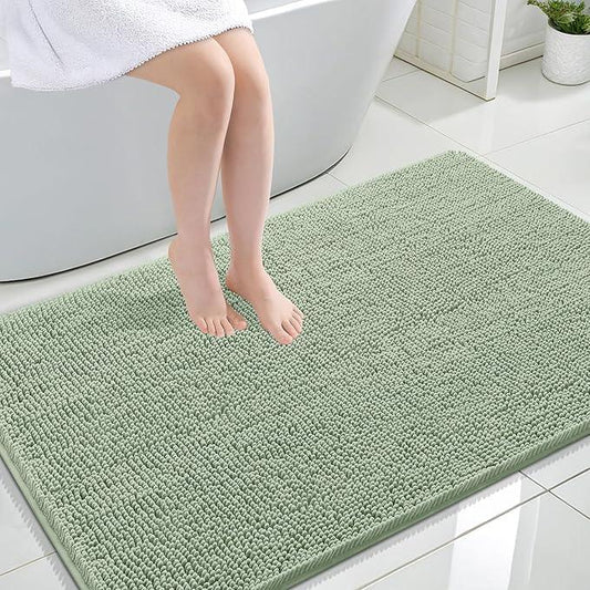 OLANLY Bathroom Rugs 47x32, Extra Soft Absorbent Chenille Bath Rugs, Rubber Backing Quick Dry, Machine Washable Bath Mats for Bathroom Floor, Tub and Shower, Home Decor Accessories, Sage Green - ModernBath