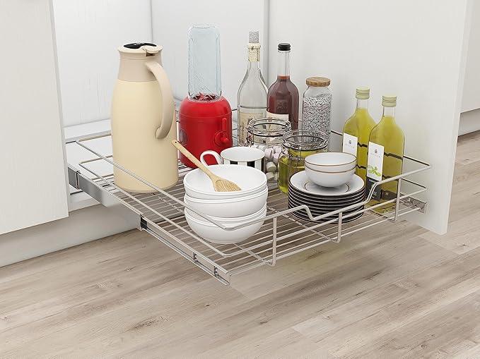 Pull Out Cabinet Organizer 20" W X 17" D, Slide Out Drawers For Kitchen Cabinets, Pull Out Drawers For Cabinets Capacity Heavy Duty Caddy, Cabinet Pull Out Shelves Chrome-Plated, Bathroom Pantry - ModernBath