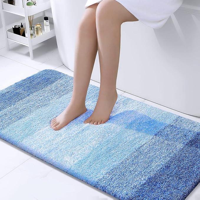 OLANLY Bathroom Runner Rugs 44x24, Extra Soft Absorbent Microfiber Bath Rugs, Rubber Backing, Quick Dry, Washable Bath Mats for Bathroom Floor, Tub and Shower, Home Decor Accessories, Light Royal Blue - ModernBath