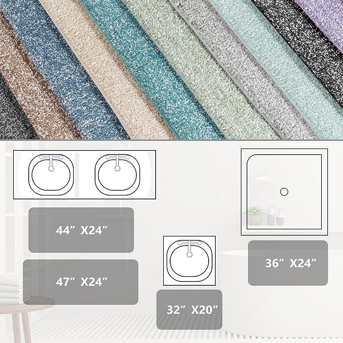 Yimobra Long Bathroom Rug Non Slip Washable, Soft Absorbent Microfiber Bath Mat, Dual-Tone Decor Rug with Rubber Backing for Bathroom Floor,Tub and Shower,47x24,Home Essentials,Black and White - ModernBath