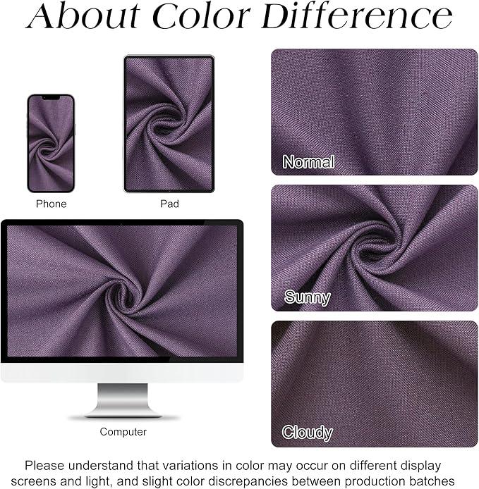 Naturoom Purple 60 Inch Shower Curtain - Stall Narrow Half Linen Ultra Thick Fabric Shower Curtain Set with Hooks, Boho Farmhouse Rustic RV Camper Bath Curtains for Bathroom, 60x72 - ModernBath