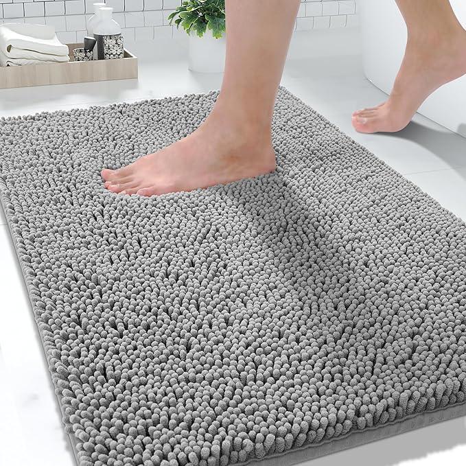 Yimobra Large Bathroom Rugs 36"x24", Non Slip Bath Mat for Tub, Shaggy Rug Floor Carpet, Extra Soft Super Absorbent Quick Dry, Machine Washable,Gray - ModernBath