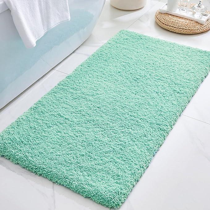 ILANGO Spa Blue Bathroom Rugs 70" × 24" Non Slip & Super Absorbent Thick Soft, Washable Bath Carpet Runner for Floor, Microfiber Plush Shaggy Bath Mats with Rubber for Bedroom Bathtub Shower Room - ModernBath
