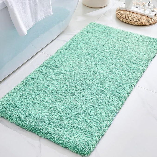 ILANGO Spa Blue Bathroom Rugs 48" × 24" Non Slip & Super Absorbent Extra Thick Soft, Washable Bath Mat for Floor, Microfiber Plush Shaggy Bath Rug with Rubber for Bathtub Shower Room Sink - ModernBath
