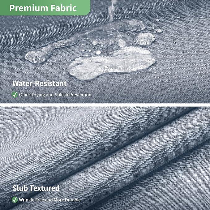 eachope Blue No Hook Shower Curtain with Snap-in Fabric Liner Set,Slub Textured Fabric Shower Curtains for Bathroom,Hotel Style Modern Shower Curtain,Water Repellent & Washable,71x74(72) - ModernBath