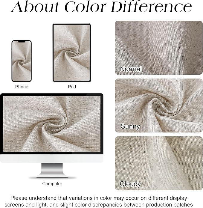Naturoom Oatmeal Linen Shower Curtain, Cloth Textured Fabric Shower Curtain Set with Hooks, Simple Elegant Modern Farmhouse Country Ultra Thick Bath Curtains for Bathroom,Water Repellent,72x84 - ModernBath