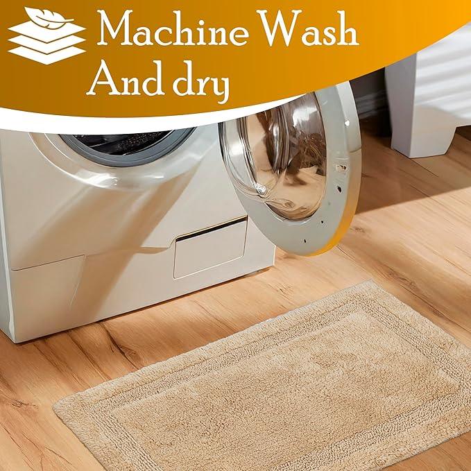 C23 Luxury Bathroom Rugs, Bath Mat - 20"x32" & 16"x24", 2200 GSM Tufted Cotton Bathroom Mat, Ultra-Absorbent Quick Dry Heavyweight Non-Slip Bathmat, Thick Soft Plush Machine Washable Bath Rug - 2 Pack - ModernBath