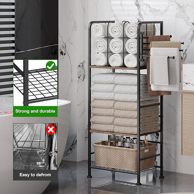 Towel Rack Free Standing 3-Tier M-Shaped Detachable Dividers, 4 Rotatable Bars Fast Drying, Pool Towel Rack, Space-Saving Towel Storage Organizer, Bath Towel Shelf for Home, Poolside Patent Pending - ModernBath
