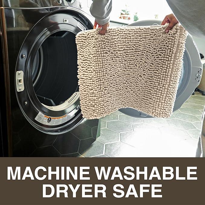 Neater Home Plush Bathroom Rugs 30x20 Thick Chenille Quick Dry Microfiber Absorbent Bath Mat, Soft Bath Rugs, Machine Washable Bathroom Floor Mat for Tub Shower Sink, Home Decor Accessories, Beige - ModernBath