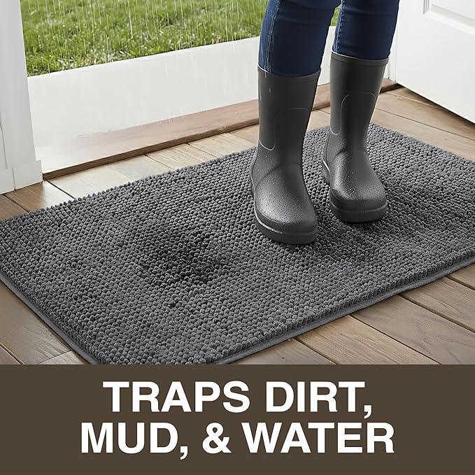 Neater Home Plush Bathroom Rugs 36x24 Thick Chenille Quick Dry Microfiber Absorbent Bath Mat, Soft Bath Rugs, Machine Washable Bathroom Floor Mat for Tub Shower Sink, Home Decor Accessories, Charcoal - ModernBath