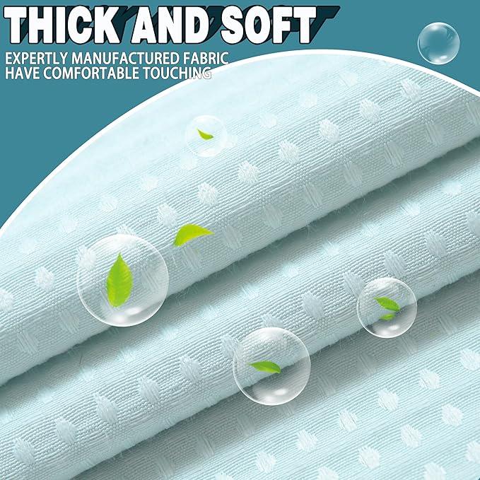 Extra Long No Hook Waffle Weave Shower Curtain with Snap in Liner Set, Hotel Luxury Blue Shower Curtains for Bathroom with See Through Top Window, Waterproof, Washable 71W x 84H - ModernBath