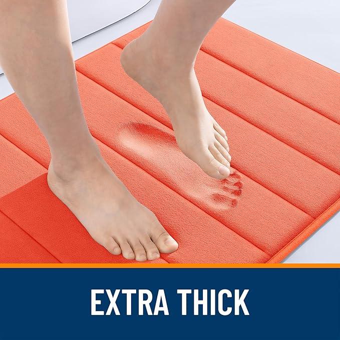 OLANLY Memory Foam Bath Mat 36x24, Super Soft Absorbent Bathroom Rugs, Quick Dry, Machine Washable Shower Floor Rugs, Bathmat Carpet, Bathroom Home Decor Accessories, Coral - ModernBath