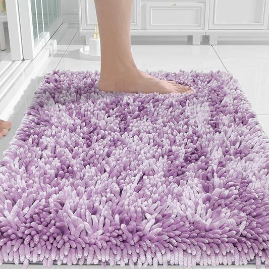 Yimobra Chenille Bathroom Rugs Non Slip, Extra Thick Soft Absorbent Bath Rug, Machine Washable Quick Dry Bath Mat for Bathroom Floor, Tub and Shower, Home Decor Accessories, 24x17, Lilac - ModernBath