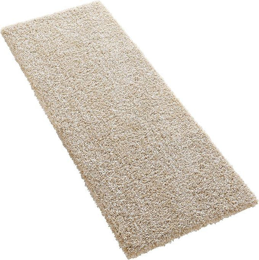 Yimobra Luxury Bathroom Rugs, Fluffy Bath Mats, Non Slip, Water Absorbent Microfiber, Machine Washable, Plush Runner Shower Rugs, Thick Matts for Bathroom Floor/Tub, 56"x 24", Light Beige and White - ModernBath