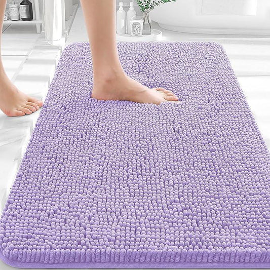 OLANLY Bathroom Rugs 36x24, Extra Soft Absorbent Chenille Bath Rugs, Rubber Backing Quick Dry, Machine Washable Bath Mats for Bathroom Floor, Tub and Shower, Home Decor Accessories, Lavender - ModernBath