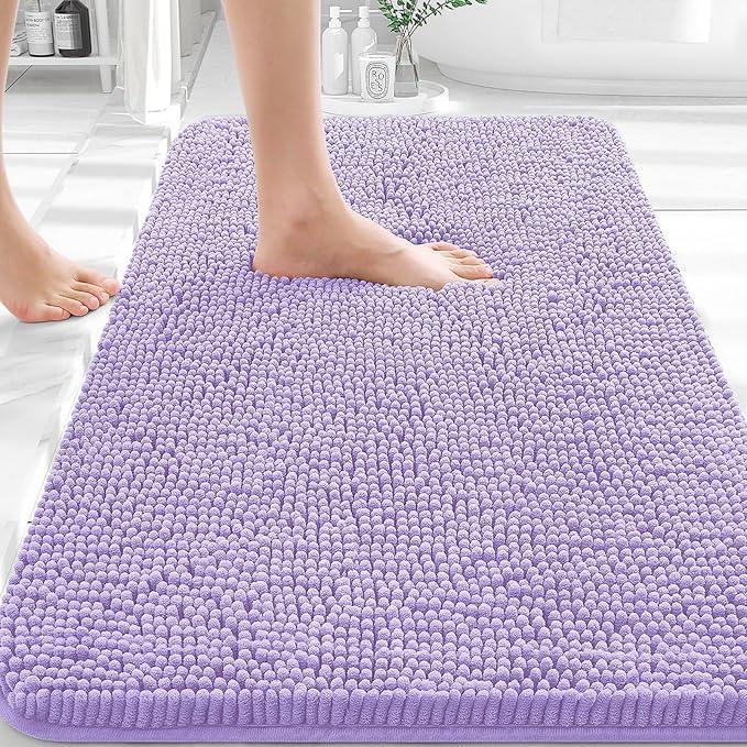 OLANLY Bathroom Rugs 30x20, Extra Soft Absorbent Chenille Bath Rugs, Rubber Backing Quick Dry, Machine Washable Bath Mats for Bathroom Floor, Tub and Shower, Home Decor Accessories, Lavender - ModernBath
