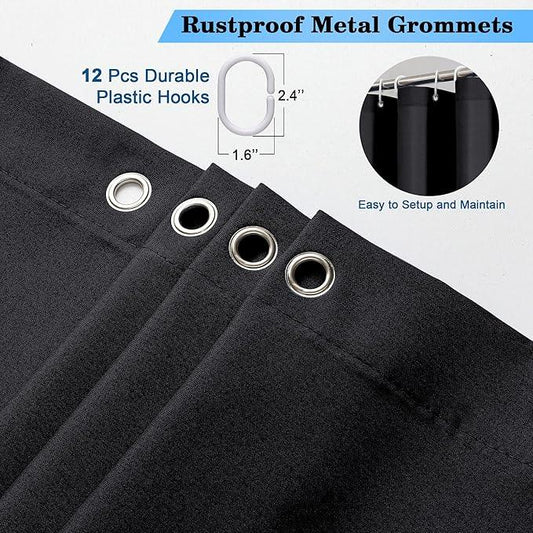 OVZME Zora 36 x 72 Inch Stall Fabric Shower Curtain - Soft Small Black Shower Curtain for Bathroom for Narrow Stall Size, Machine Washable Water Resistance, Hotel Style, Black - ModernBath