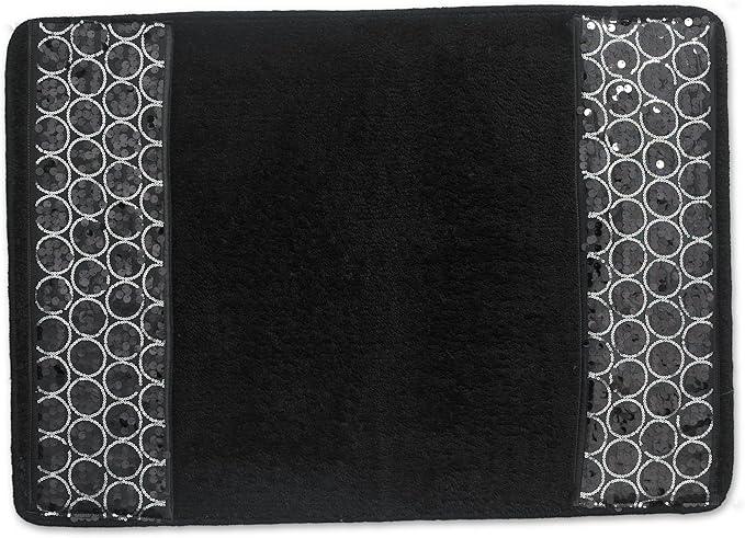 Zahari Home Sinatra Black Bathroom Rug Classic Luxury Bath Rug Contemporary Decor Black Bath Mat for Shower Unique Design Stylish Bathroom Rug Bath Shower Tub Decor Bling - ModernBath