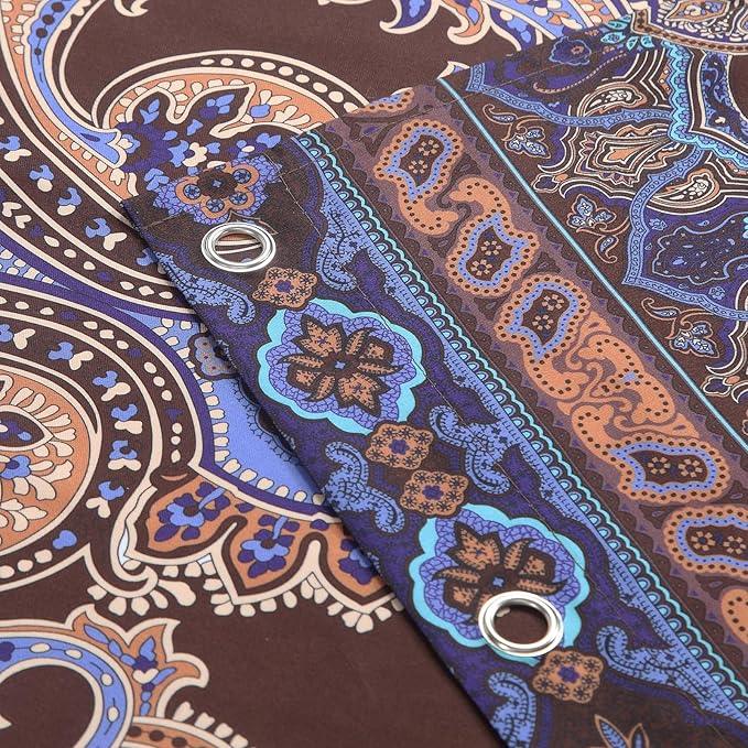 BESTRIPES Extra Long Boho Shower Curtain, Brown and Blue Bohemian Paisley Pattern Fabric Shower Curtains for Bathroom, Decorative Waterproof Bathroom Curtains, 72" W x 84" H - ModernBath