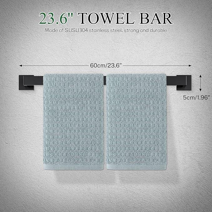 Matte Black Bathroom Hardware Accessories Set 10-Pieces Black Towel Bar Set Stainless Steel Towel Holder Set 23.6 Inch Towel Bar,Towel Racks Set for Bathroom Wall Mounted - ModernBath