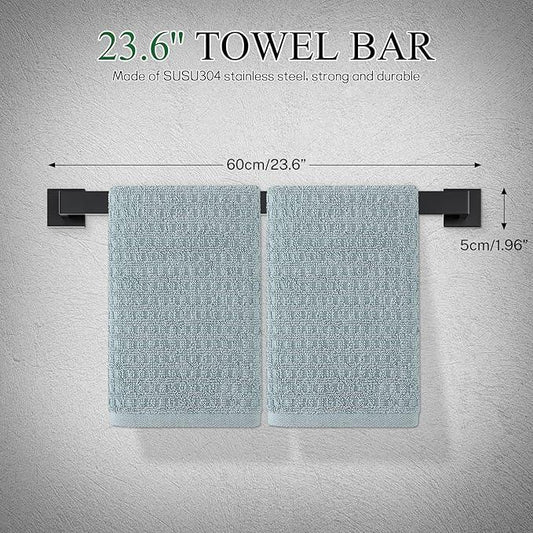 Matte Black Bathroom Hardware Accessories Set 10-Pieces Black Towel Bar Set Stainless Steel Towel Holder Set 23.6 Inch Towel Bar,Towel Racks Set for Bathroom Wall Mounted - ModernBath
