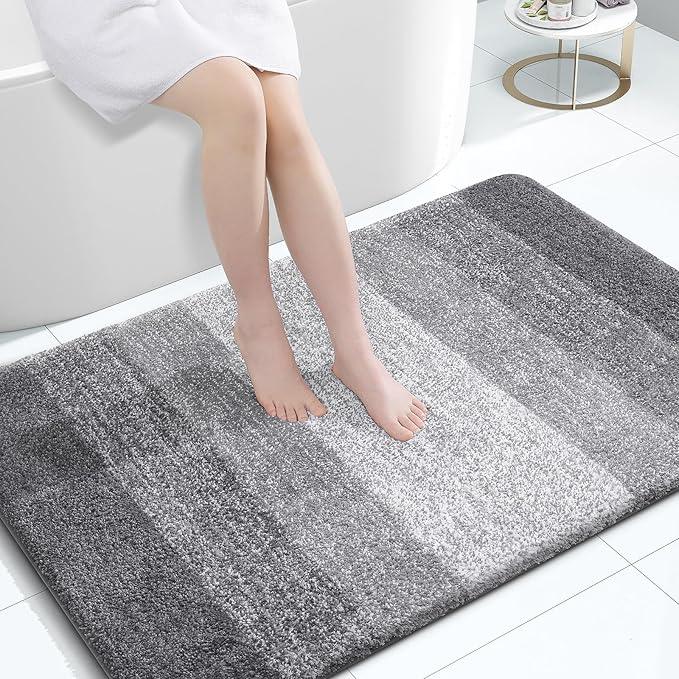OLANLY Bathroom Rugs Mat 47x32, Extra Soft Absorbent Microfiber Bath Rugs, Rubber Backing, Quick Dry, Machine Washable Bath Mats for Bathroom Floor, Tub and Shower, Home Decor Accessories, Grey - ModernBath