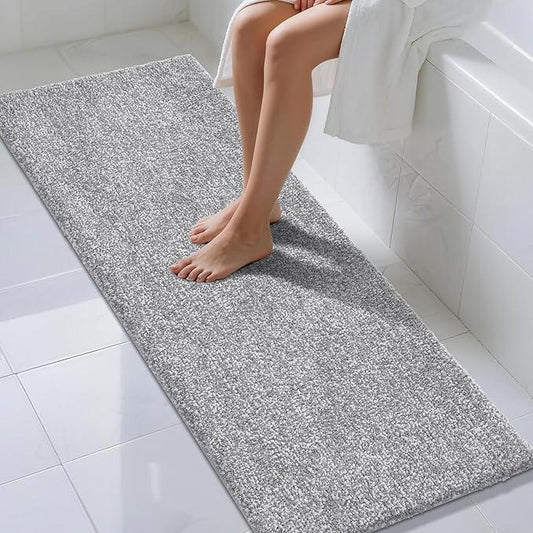 Yimobra Bathroom Runner Rug Non Slip Washable, Soft Absorbent Microfiber Long Bath Mat, Dual-Tone Decor Rug with Rubber Backing for Floor,Tub and Hallway,70x24,Home Essentials,Grey and White - ModernBath