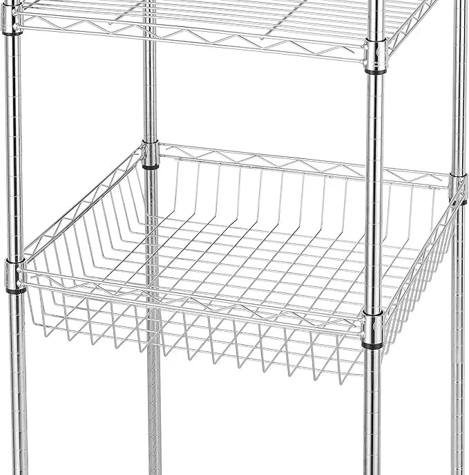 Finnhomy Heavy Duty 6 Tier Wire Shelving Unit with Wheels 18x18x72-inches 6 Shelves Storage Rack Thicken Steel Tube, Adjustable Shelving Rack for Kitchen Bathroom Office, NSF Certified, Chrome - ModernBath