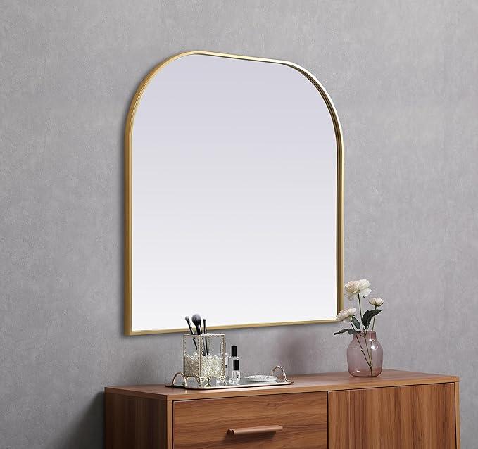 Illuminate, Metal Frame Arch Mirror 36X34 Inch in, Modern, Brass - ModernBath