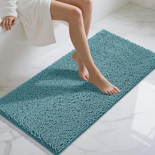 Yimobra Long Bathroom Rugs 47"x24", Extra Soft Non Slip Bath Mat for Tub, Super Absorbent Quick Dry Shaggy Rug Floor Carpet, Machine Washable,Teal Blue - ModernBath