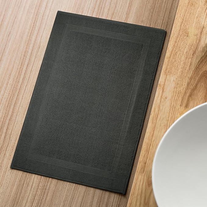 Infinitee Xclusives Premium Cotton Grey Bath Mats –Pack of 2, (34x22 Inches) [Not a Bathroom Rug] Ultra Soft and Super Absorbent Floor Mat, Machine Washable (Shadow Grey, Towel Bath Mats) - ModernBath