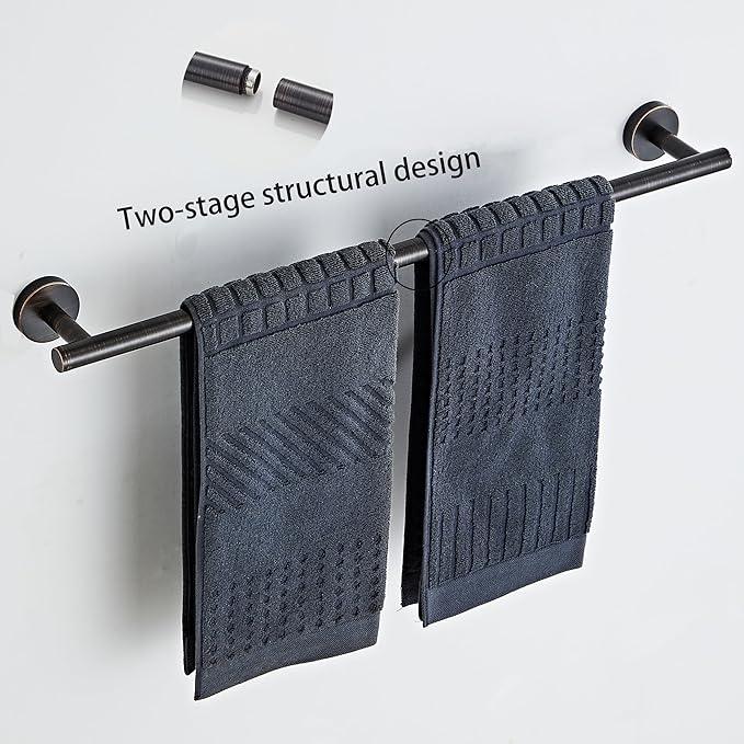 Oil Rubbed Bronze Bathroom Hardware Set 5 Piece with Towel Racks for Bathroom, SUS304 Stainless Steel Bath Towel Bar Set, 24 Inch Wall Mounted Accessories Kit - ModernBath