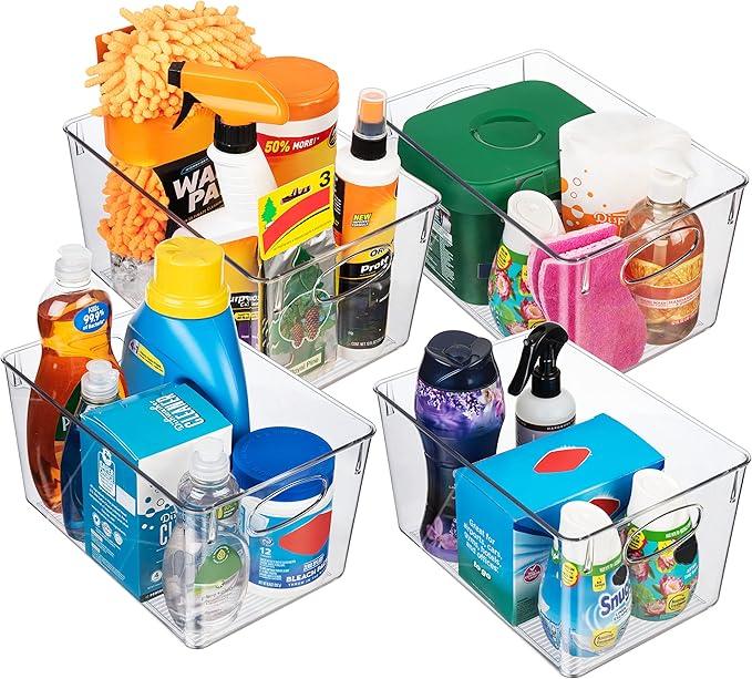 ClearSpace Plastic Storage Bins With lids, 4 Pack – Perfect Pantry Organization and Storage – Fridge Organizer, Pantry Storage Containers and Storage Bins, Cabinet Organizers - ModernBath