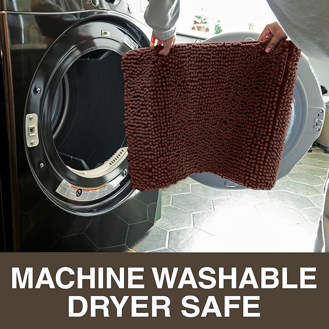 Neater Home Plush Bathroom Rugs 36x24 Thick Chenille Quick Dry Microfiber Absorbent Bath Mat, Soft Bath Rugs, Machine Washable Bathroom Floor Mat for Tub Shower Sink, Home Decor Accessories, Brown - ModernBath